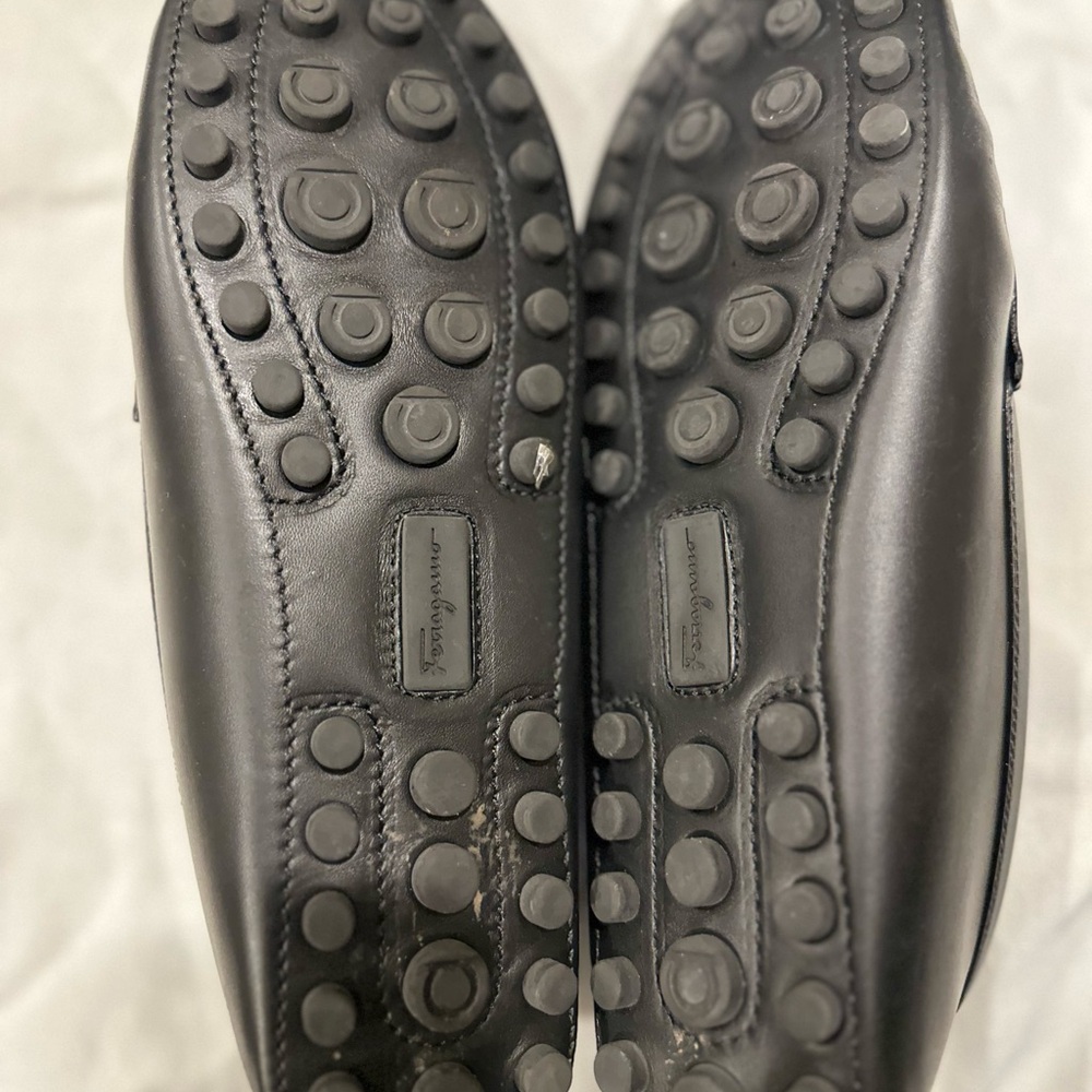 Salvatore Ferragamo Black Loafers with Gold Accent - Picture 4 of 4